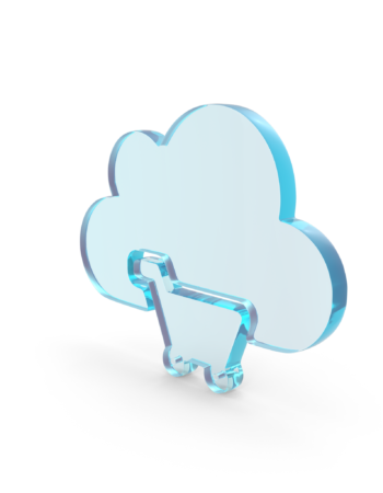 Glass Cloud Shopping Cart Icon.H03.2k